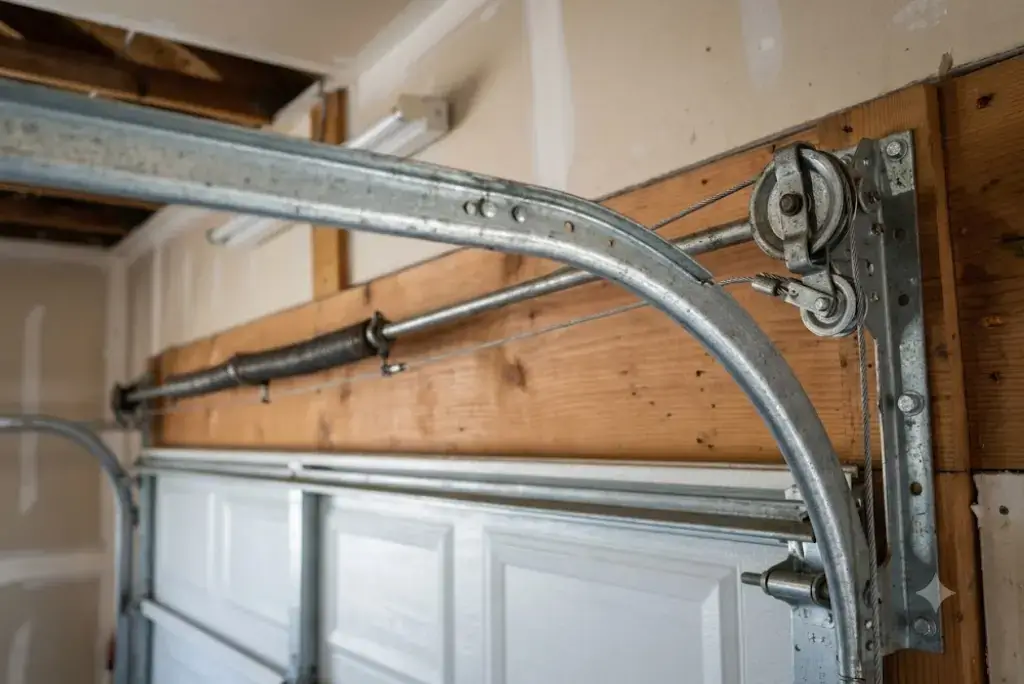 Extension spring cable and pulley on a garage door track in Bradenton, FL