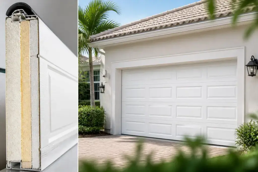 Insulated garage door panel installed on a home in Bradenton, FL