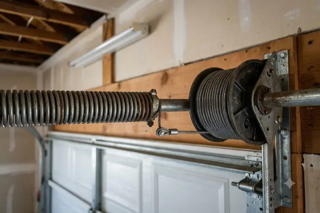 Torsion spring cable wound around a garage door drum in Bradenton, F