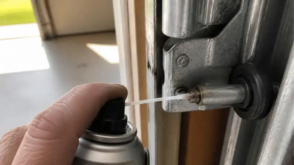 Applying lubricant to a garage door roller stem