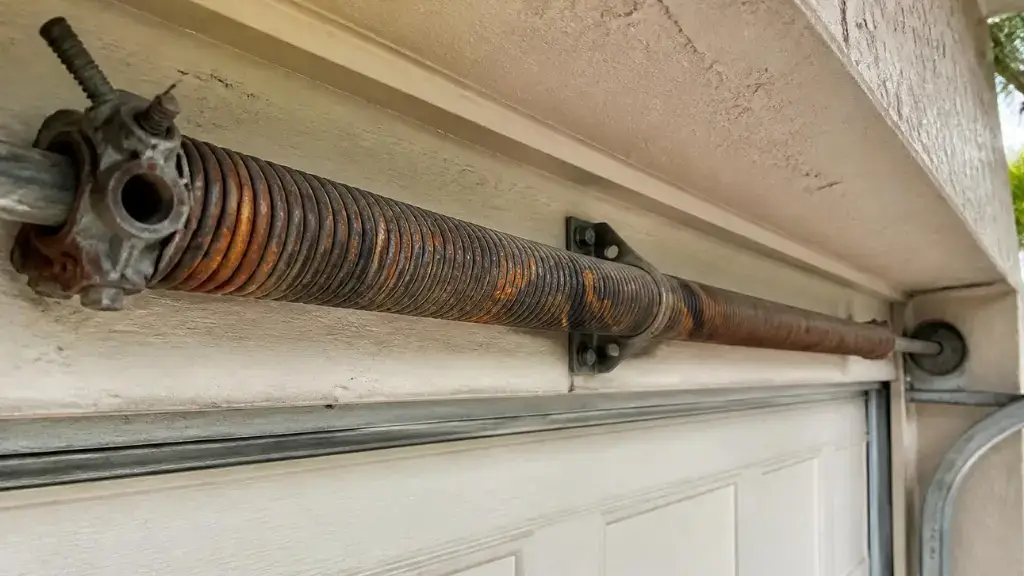 Rusted garage door torsion spring caused by humidity in Bradenton FL